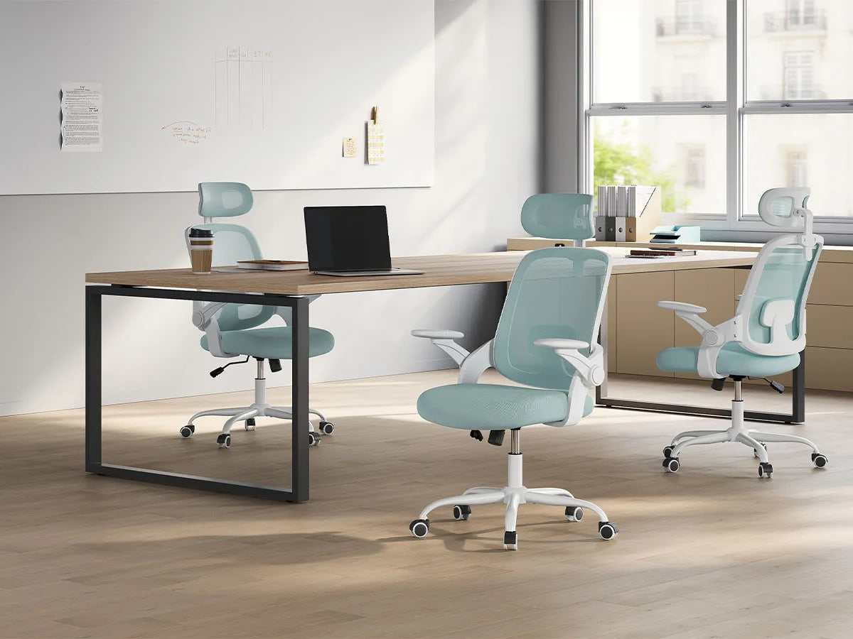 WOLTU Ergonomischer Netz-Bürostuhl, anhebbarer Gaming-Stuhl mit Kopfstütze, verstellbare Lordosenstütze, drehbarer Computerstuhl mit hoher Rückenlehne