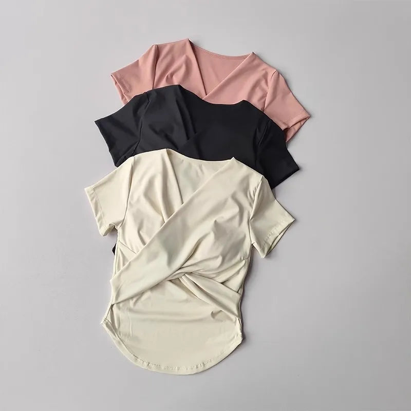 Sexy sports  Yoga Shirt Women Sports Bra Quick Dry Training Pilates Cover Up yoga shirts built in cup gym shirt  sports crop top.