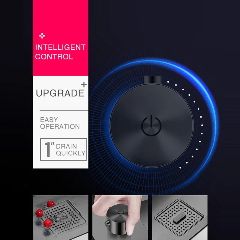 ASRAS New Nanometer Large Size Single Cup Rinser Kitchen Sink 4mm Thickness 220mm Depth With Drain Plate Knife Holder Sinks