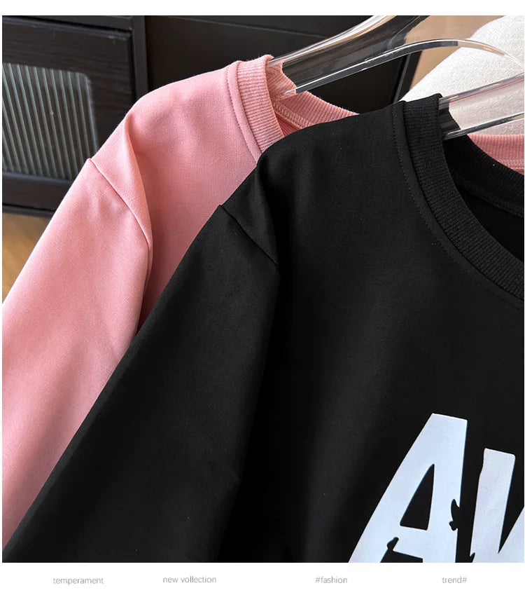 170kg plus size Damen büste Frühling Herbst Winter lose O-Neck Sweatshirt Langarm lässig Top 6xl 7xl 8xl 9xl 10xl 11xl.