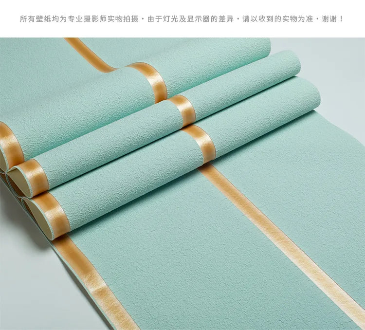 Hirschhaut Samt horizontal gestreifte Tapete Wohnzimmer Schlafzimmer gestreifte Film- und Fernsehwand 3D-Relief verdickte Tapete