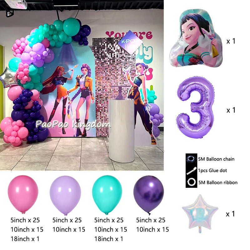 Kpop Dämonenjäger Themen Mädchen Geburtstag Luftballons Dekoration Anzahl Ballon Partyzubehör Babyparty Film Halloween Ballon.
