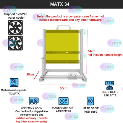 DIY  Gamer Cabinet ITX MATX ATX Open Computer Case Frame Aluminum Alloy Desktop Portable PC Rack DIY Personalized Chassis