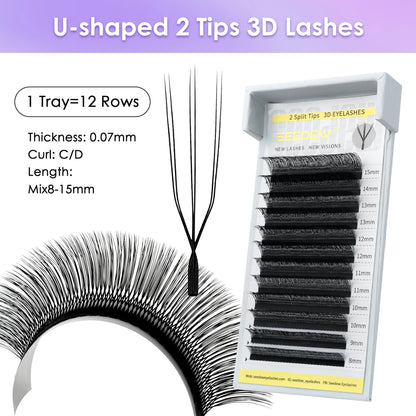 SEEDEW U Shaped 2D/3D/4D/5D Eyelashes Extension Premium Soft False Eyelashes Premade Fan U Lashes.