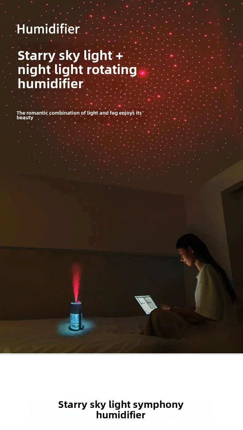 Air Humidifier Portable Humidifier with Rotating Mist & Starry Light USB Car Humidifier Smart Humidifier for Home Office Travel.