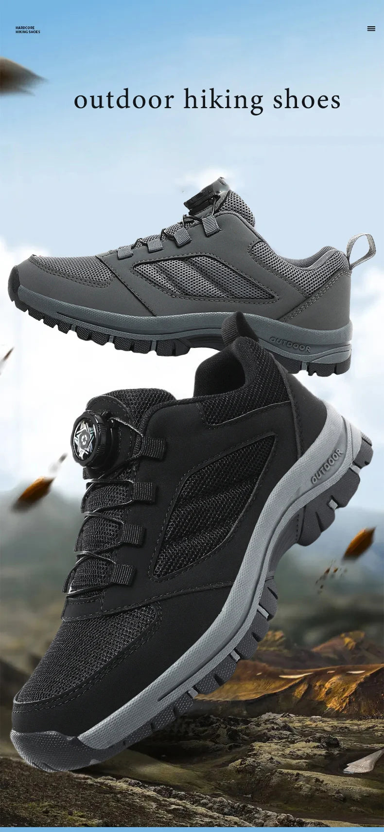 Männer Turnschuhe Stilvolle Rotierenden Schnalle Wanderschuhe Einfarbig Komfortable Nicht-slip Sportliche Schuhe Plus Größe Männer Schuhe Leder.