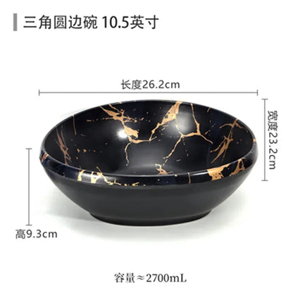 Marble Texture Imitation Melamine Plate BBQ Tableware Cake Fruits plates Snack Tray Outdoor Party Dishes Steak