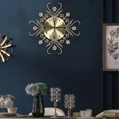 13,62 Zoll große Metall-Wanduhr, Gold, moderne Wanduhr ohne Ticking-Lärm, batteriebetrieben, dekorativ für Wohnzimmer