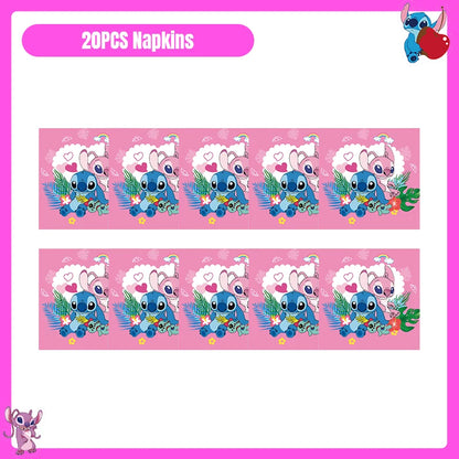 Disney Lilo und Stitch Party Dekoration Geschirr rosa Stitch alles Gute zum Geburtstag Party Thema liefert Ballon Hintergrund Tasse Teller