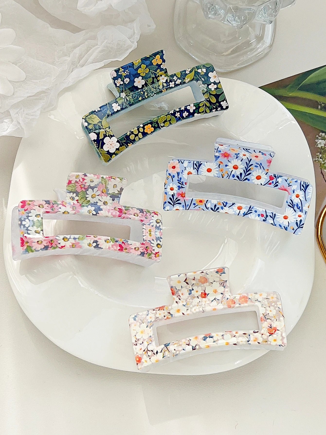 1/3/4/6 Pcs Medium Hair Claw Clips for Women Girls, Pink Strong Hold Matte Square Hair Clips for Thick Thin Hair