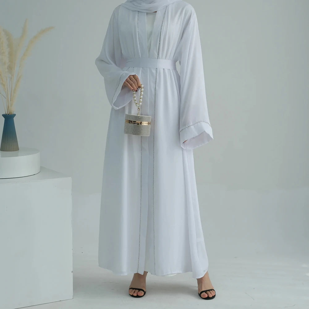 Ramadan Women's Galabiyas Solid Open Kaftan Dubai Abaya Dress Turkey Kimono Long Cardigan Fashion Muslim Islamic Clothing
