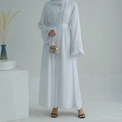 Ramadan Women's Galabiyas Solid Open Kaftan Dubai Abaya Dress Turkey Kimono Long Cardigan Fashion Muslim Islamic Clothing