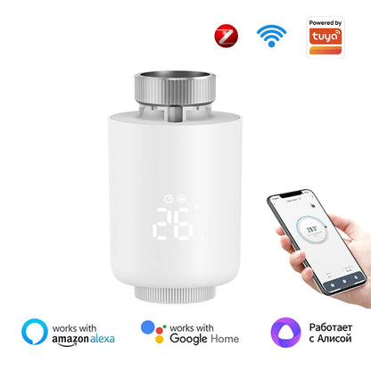 Tuya ZigBee Thermostat Radiator Actuator,Smart TRV Thermostatic Valve Temperature Controller Support Alexa Google Home.
