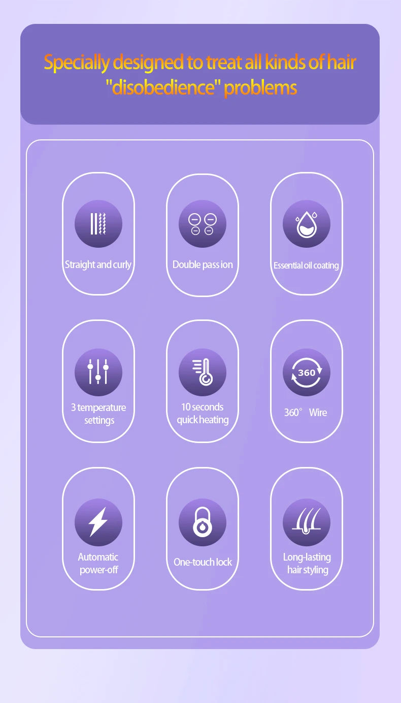 Women's Electric Hairbrush For Xiaomi Straight Hair Curly Hair 2 in 1 Negative Ion Hair Care 10 Seconds Quick Heating Hairbrush.