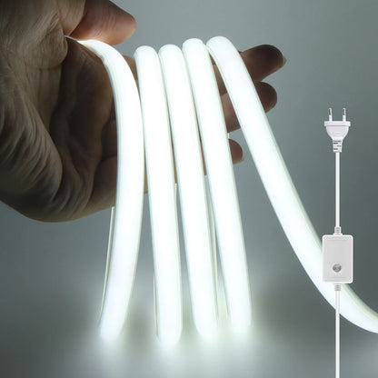 Dimmable COB LED Neon Light Strip 220V Dimmer Power Kit Waterproof 10 Colors 5m 10m 20m 30m 0.5m 288LEDs/m Flex Tube Lamp Decor.