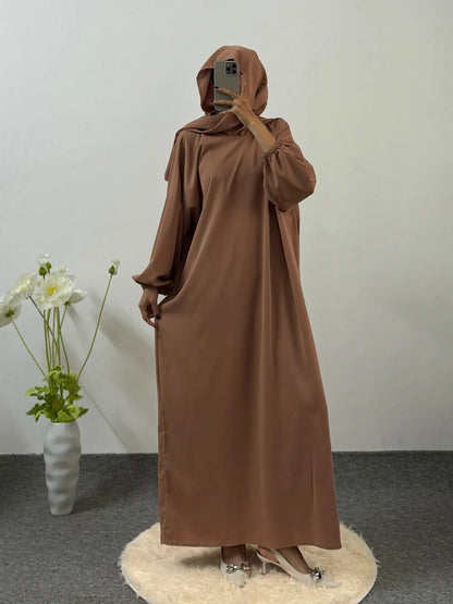 Ramadan Modesty Prayer Dress Women Jilbabs Kaftan Muslim Abayas Dubai Robe Hijab Smocking Sleeve Dresses Islamic Clothing