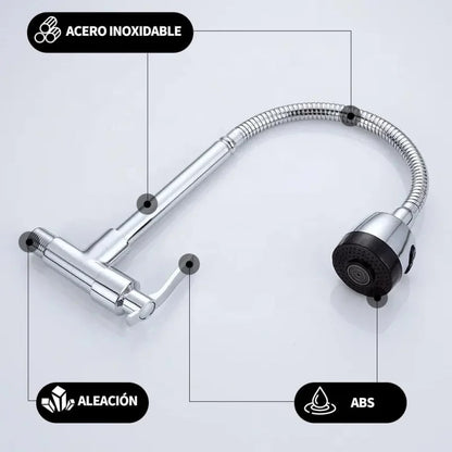 Kitchen Faucet Wall Mount 2 Function Hot and Cold Water Sink Faucet 360 Degree Rotating Sprayer Faucet Bathroom Accessory