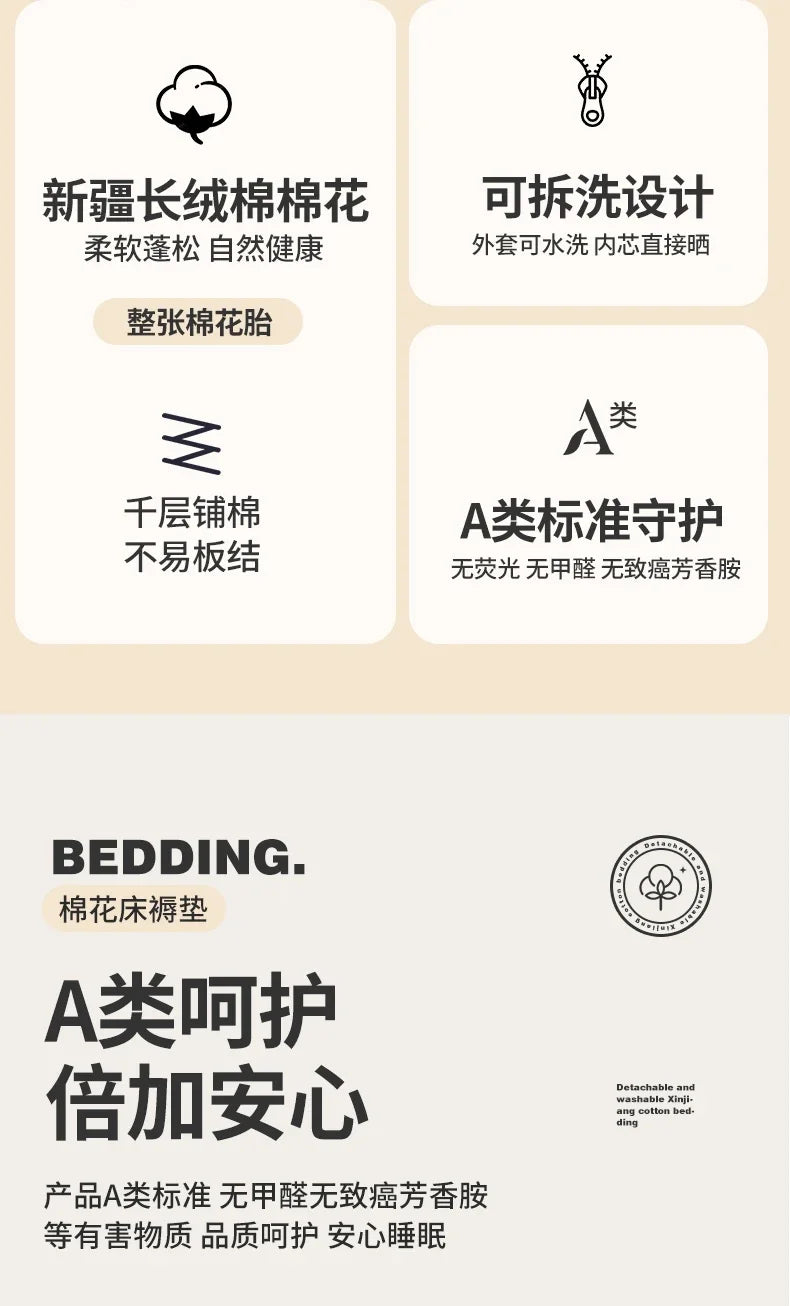 2024 removable and washable Xinjiang cotton mattress mattress fish scale net thickened winter quilt student dormitory mattress.