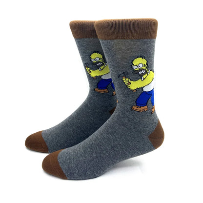 New 1 Pair The Simpsons Harajuku Women Men Socks Cartoon Personality Skateboard Socks Anime Middle Tube Cotton Unisex Socks