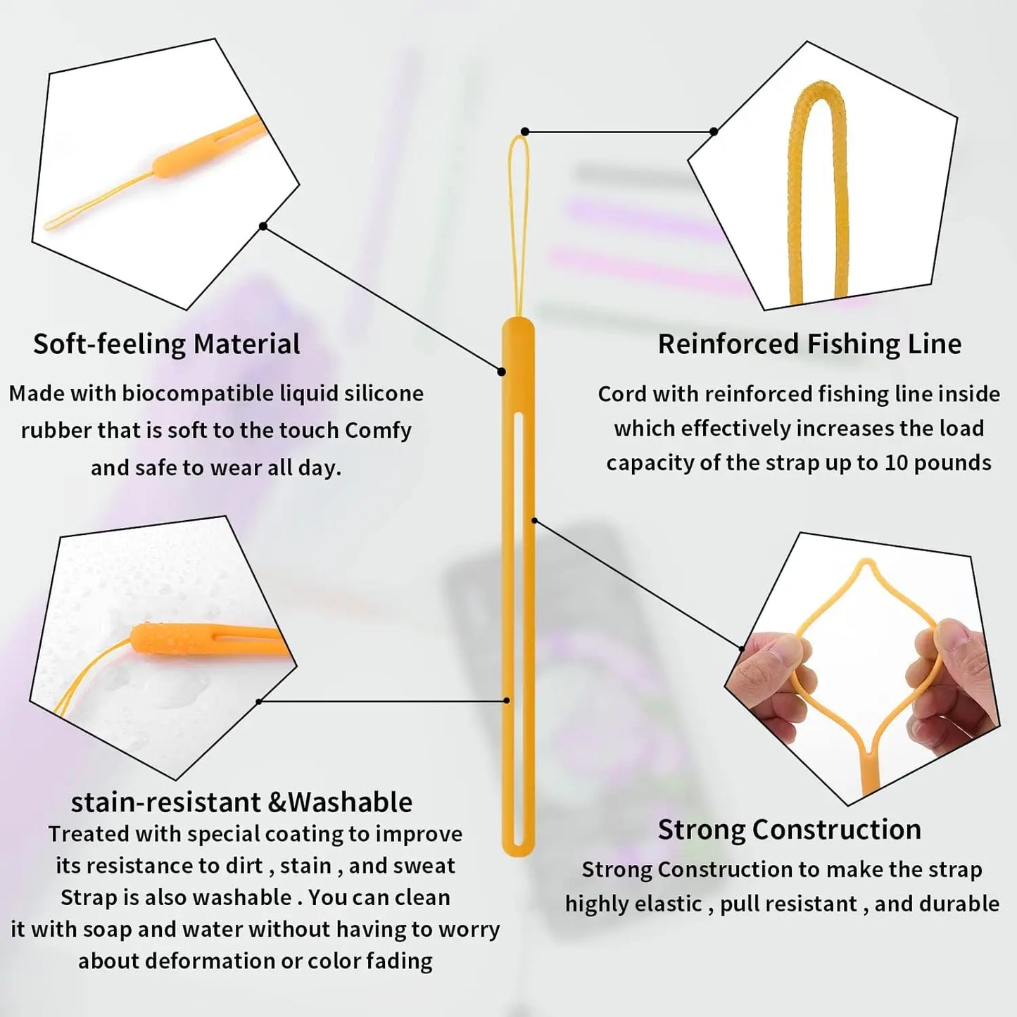 Silicone Wrist Straps Mobile Phone Strap Charms Cute Lanyards for Iphone Strap Camera Keys Cord Lanyard Key Chains Hanging Rope.