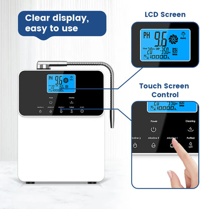 CAWOLO 11 Plates Platinum Coating Alkaline Water Ionizer Machine Household PH 4.5~10.5 Alkaline Acid Water Ionizer for Home.