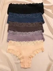 5Pcs/set Women Cotton Panties Floral Lace Intimate Underwear Trendy Patchwork Lace Briefs Female Soft Underpants Lingerie S-XL