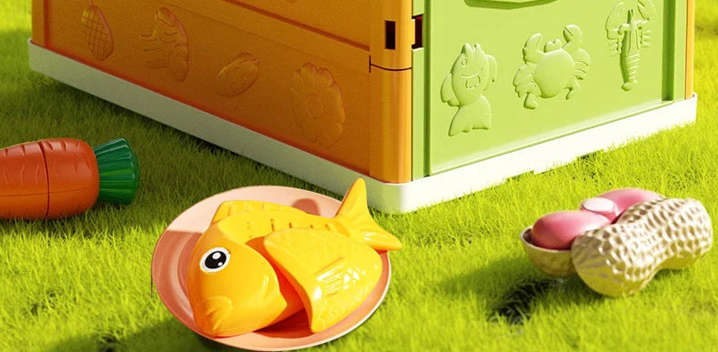 Children's Kitchen Toy Set Simulated Kitchen Cutting Cookware Simulated Fruits Cutting Toys Cooking Accessories for Kids Gift.