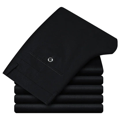 2024 neue 98% Baumwolle Casual Hosen Männer Kleidung der Klassischen Gerade Lose Hohe Taille Elastische Hose Männliche Marke Kleidung