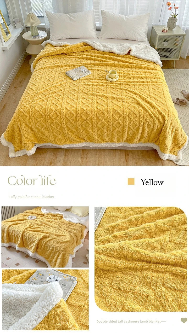 Double Layer Fleece Blanket Autumn Winter Thick Warm Office Nap Throw Blankets for Sofa Bed Single Double Soft Plush Comforter