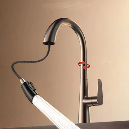 Pull Down Kitchen Faucet Hidden spray head Dual Modes Nozzle Hot Cold Water Mixer Crane Tap Brass Kitchen Sink Faucets