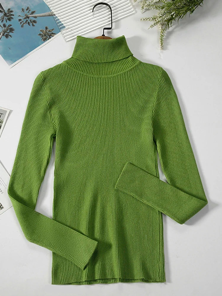 JMPRS Rollkragenpullover Frauen Mode Einfache Winter Pullover Jumper Hohe Elastische Gestrickte Herbst Weibliche Grundlegende Tops Casual Bluse
