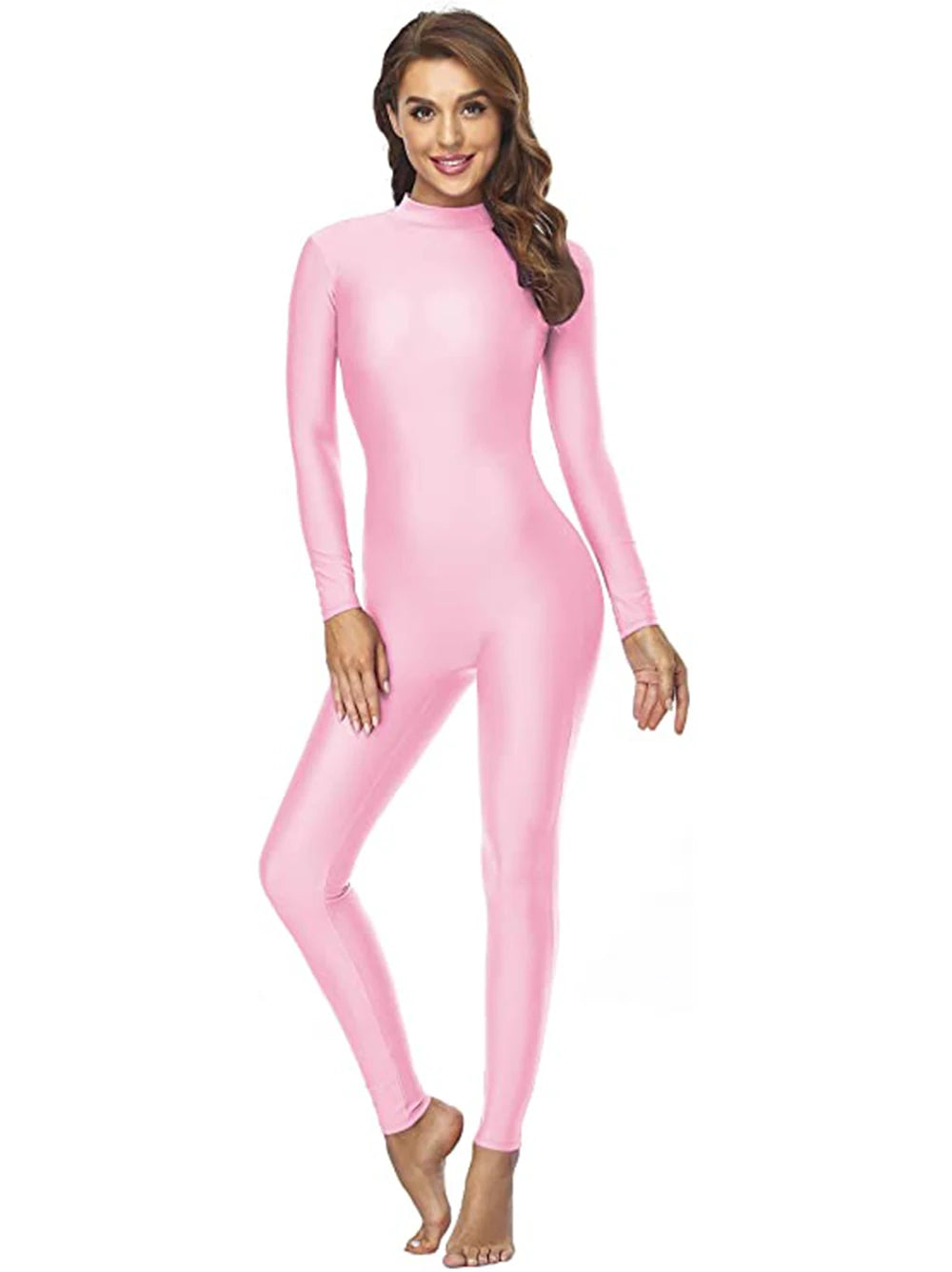 Unisex  Turtleneck Unitard Full Body Leotard  Long Sleeve Yoga Bodysuit Women Catsuit Daily Fitness Wear Cosplay Suits