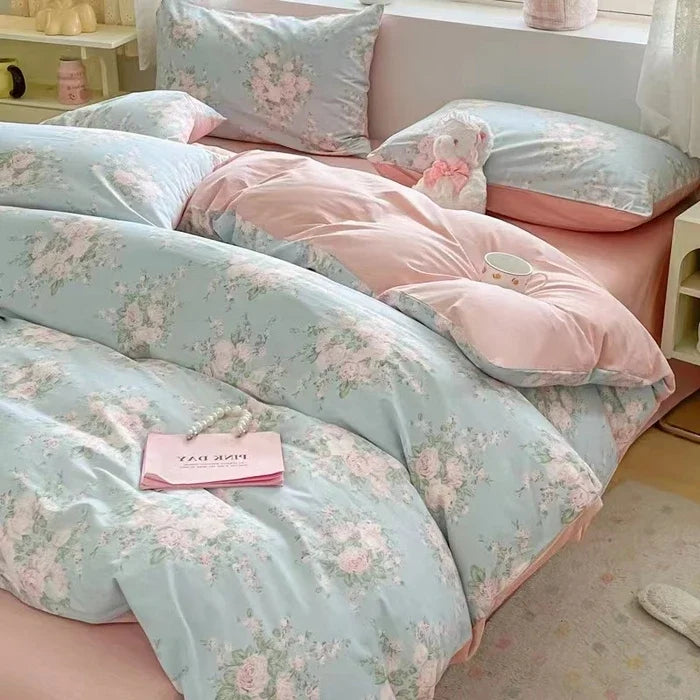 2025 new Cotton Duvet Cover Set with 2 Pillowcases 1 bed sheet - Elegant & Breathable Bedding Set,Fade-Resistant, Multiple Sizes