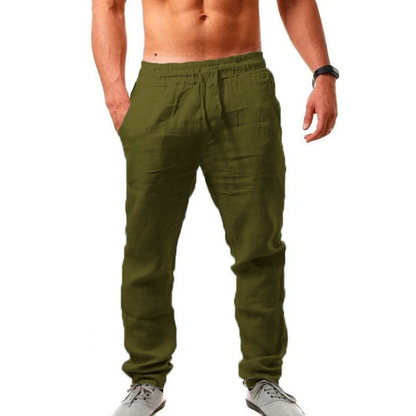 Korean Summer Men's Cotton Pants New Breathable Solid Color Comfortable Pants Fitness Yoga Jogging Sweatpants Streetwear.