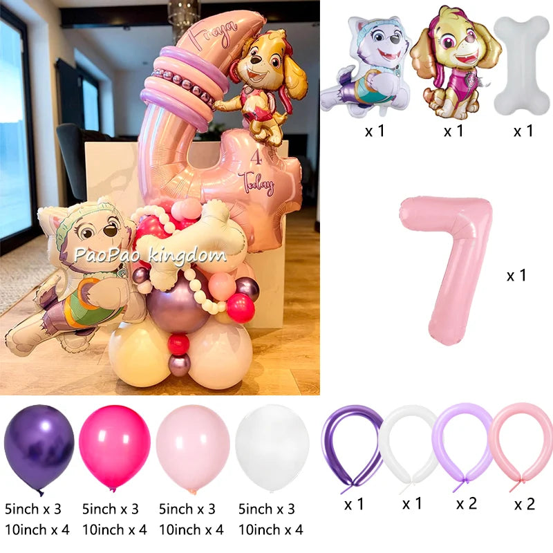 PAW Patrol Folienballons Digitale rosa Zahlenballons PAW Patrol Geburtstag Babyparty Party Dekoration Geschenk Chase Skye.