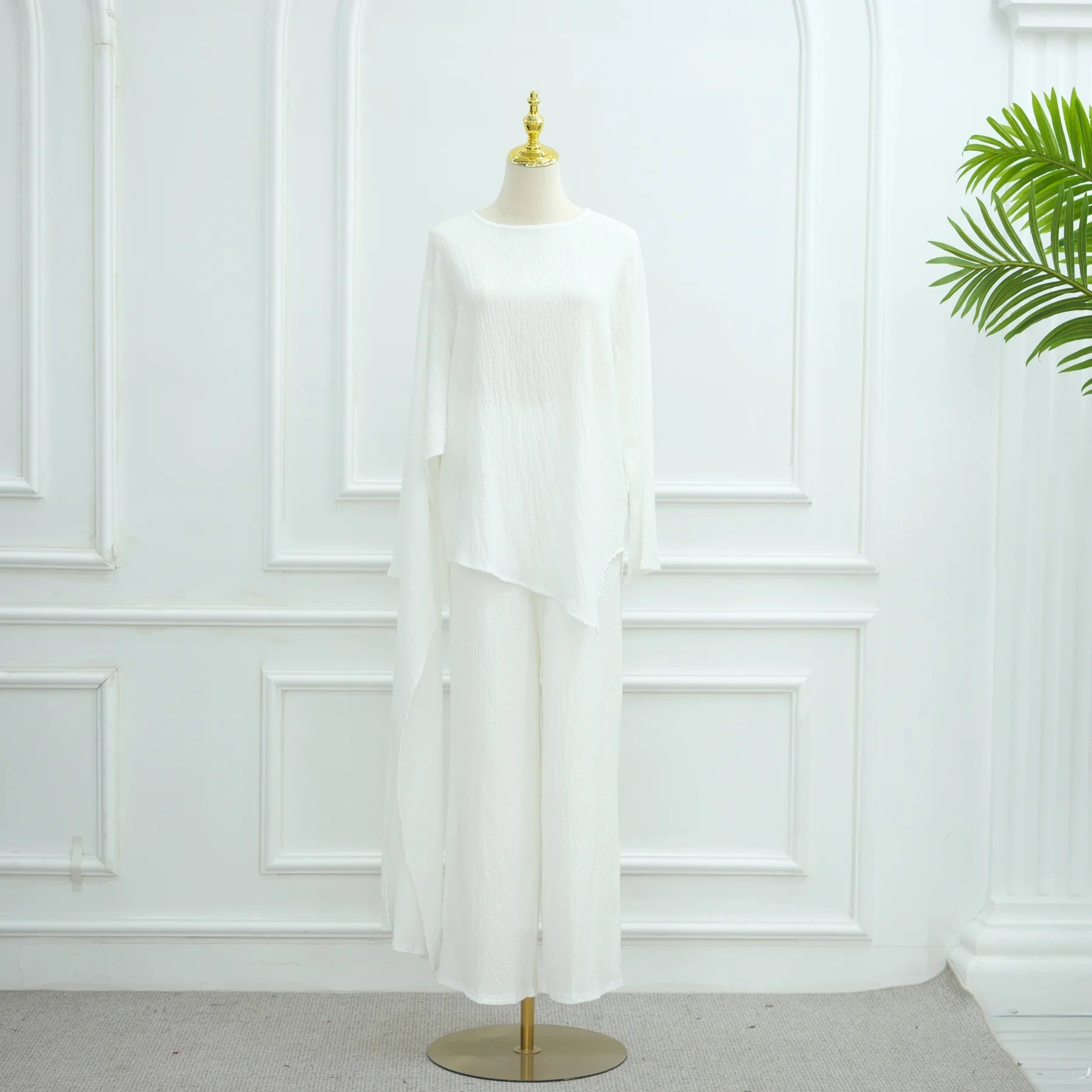 Eid Muslim Women Abaya Set Elegant Dubai Solid Color Button-Down Cardigan and Pants Suit Islam Modest Outfit 2025 Turkey Clothes.