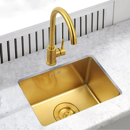 SUS 304 Stainless Steel Luxury Gold Nanometer Island Kitchen Sink Manual Single Bar Counter Mini Kitchen Sinks