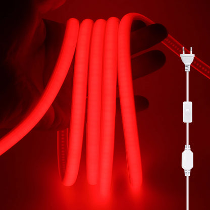 220V COB LED Light Strip Waterproof With EU Plug Red/Blue/Pink/Green Home Outdoor Garden Lighting Flex Silicone Tube Neon Lamp