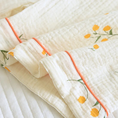 Neuer Sommer-Damen-Pyjama aus Baumwollkrepp, dreiteilig, kurzärmelig + Shorts + Hose, große Größe, einfacher Blumen-Pyjama, Heimservice-Anzug