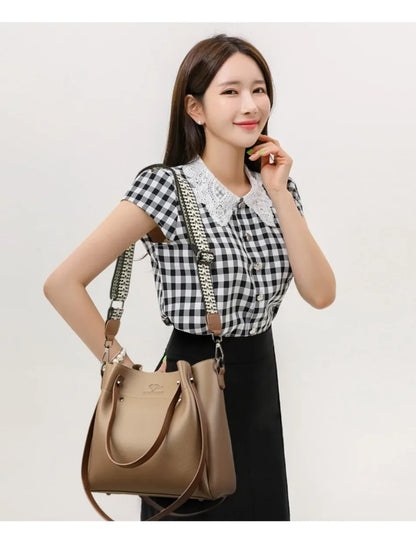 Genuine High Quality Leather Shoulder Crossbody Bags for Women Luxury Handbags Women Bag Large Capacity Soft Tote Messenger Bag.