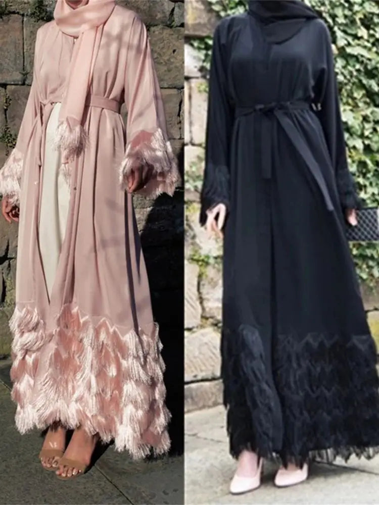 Ramadan Eid Pink Khimar Kimono Abaya Damen Dubai Luxury Islam Muslim Women Kebaya Kaftan Robe Musulmane Caftan Marocain Femme.