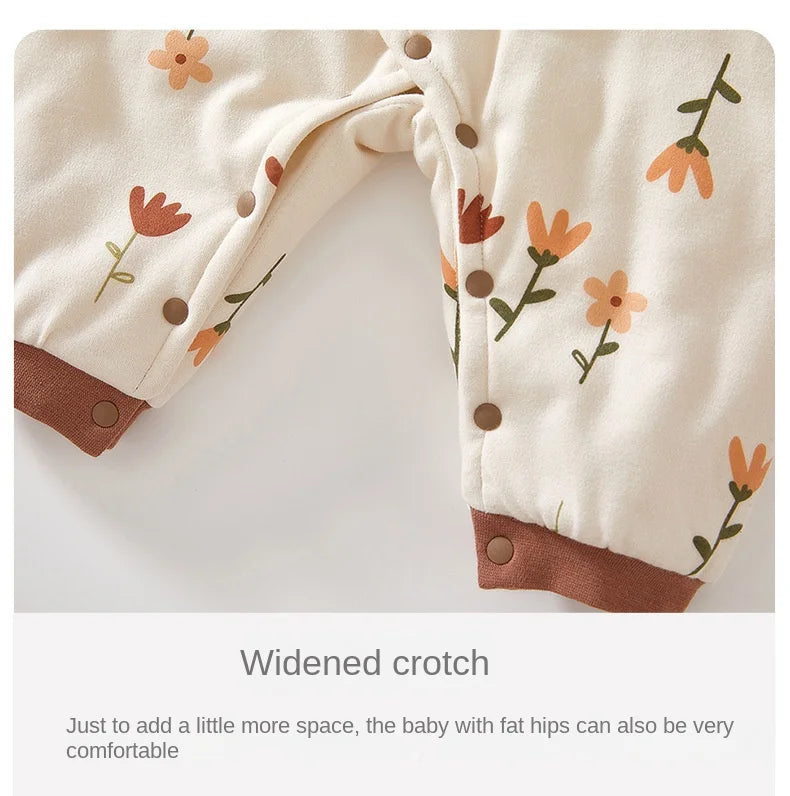 Neugeborene Schmetterlings kleidung Kletter kleidung verdickt Doppels chicht warme Baumwolle bedruckte Mönchs kleidung Herbst und Winter.