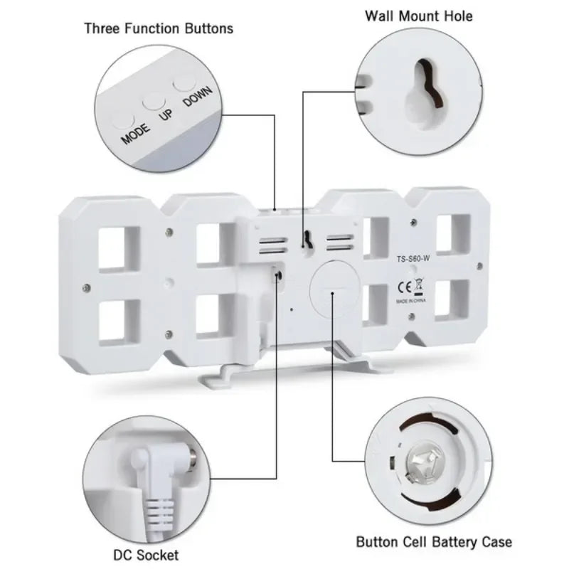 3D LED Digitaluhr Dekor Wand dekoration Glow Night Mode Dekoration für Schlafzimmer verstellbare elektronische Uhr Uhren Uhren