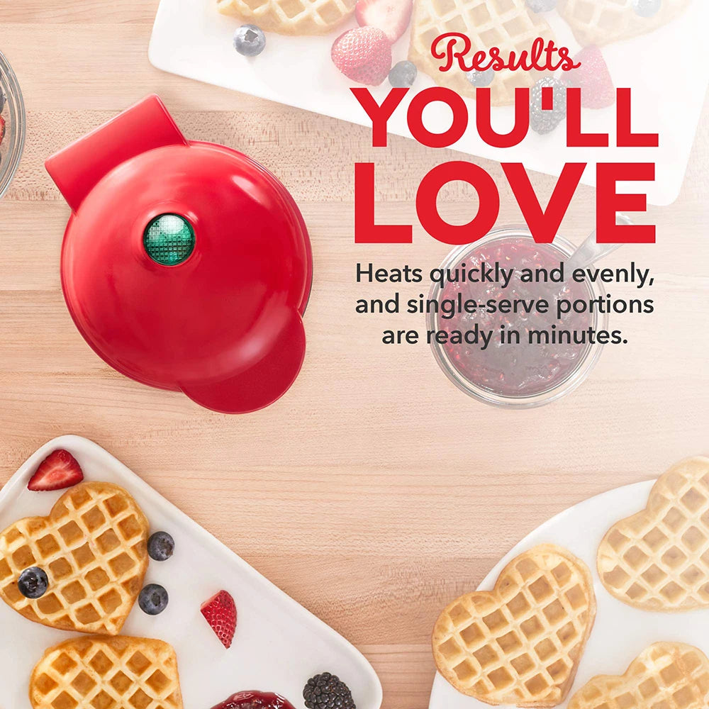 Electric Waffle Machine Portable Home Breakfast Machine Waffle Maker Breakfast Love Heart Shaped Waffle Maker Cooking Appliance.