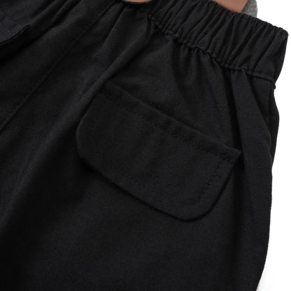 Black & White Classic Baby Boy Clothes Strap Set for Infant 1st Birthday Party Summer Short Sleeve Romper with Solid Shorts Suit.