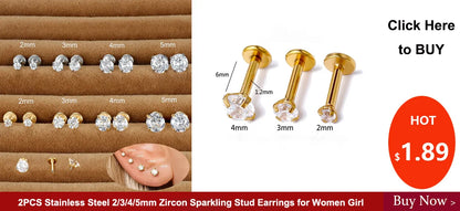 NEW IN 1 Piece Stainless Steel Mini Zircon Stud Earring Women Gold Color Helix Ear Studs Tragus Cartilage Piercing Jewelry.