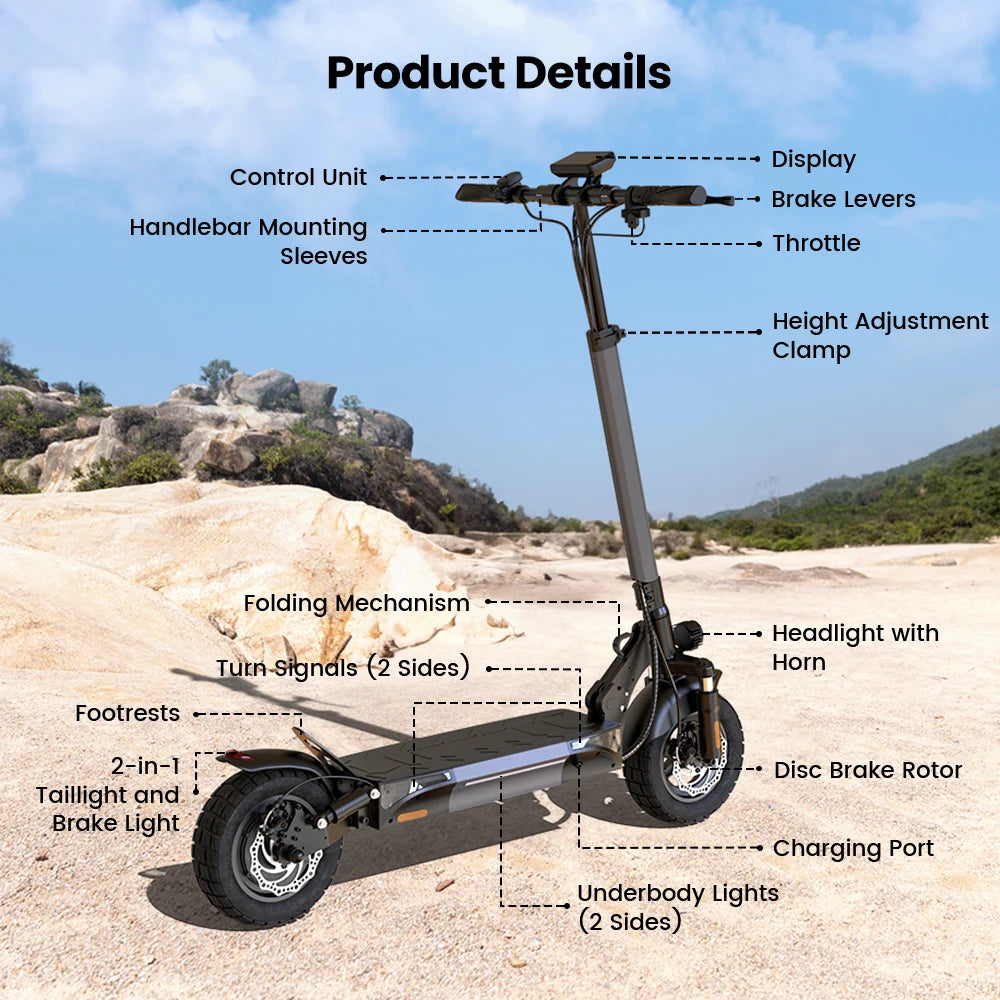 iScooter W9 Electric Scooter For Adults 1000W Motor 54.6V14Ah Battery 10  Inch Off Road Pneumatic Tires Foldable  E-scooter