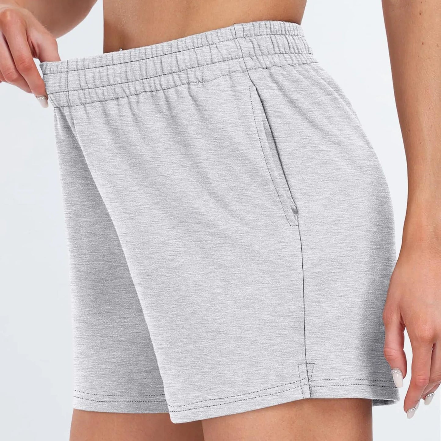 Plain Color Sports Shorts Casual Summer Comfortable And Soft Elastic High Waist Running Shorts With Pockets For Women