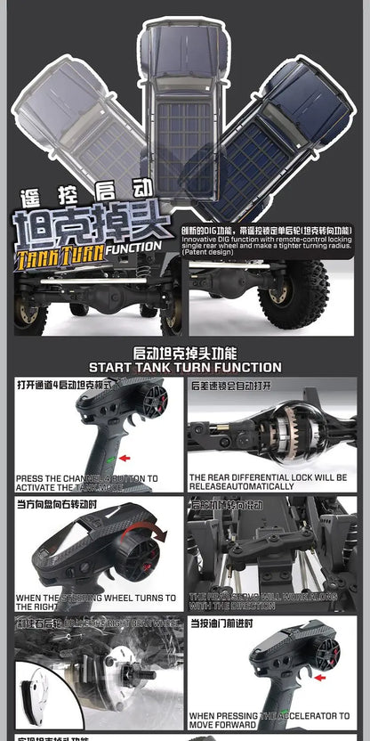 New Yikong Yk4107 1/10 Full Scale Rc Remote Control Start Tank U-Turn Model Super Large Climbing Vehicle Lcg Chassis 4wd Toy.