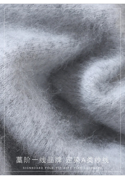 Women's Round-neck Mink Cashmere Sweater Soft Pullover Jumper Comfortable Knitted Top for Autumn Winter Pure Mink Material.